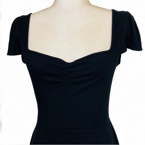 Wild Fable Size Medium M Black Mini Dress Ribbed Stretch Material Square Neck - Picture 2 of 8